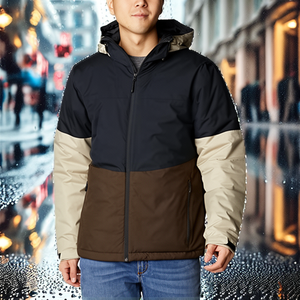 Nouvelle veste universitaire en jean déchiré et délavé pour homme, coupe ample, imperméable, à capuche, col à revers, poches zippées, style décontracté pour jeunes - Product Image 2