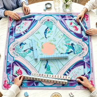 Tapis de Mahjong Américain de Haute Qualité, Pliable, Silencieux, en Caoutchouc, Housse de Table, Motif Floral Chinoiserie, Faible MOQ, Personnalisable