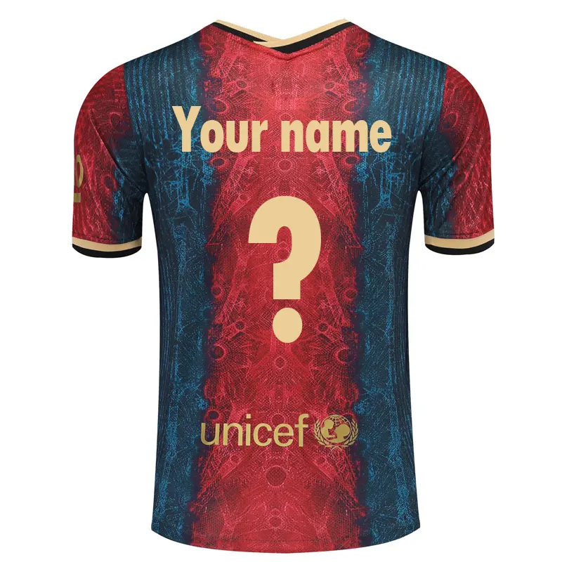 कस्टम मुद्रित खेल टी शर्ट फुटबॉल जर्सी बार्सिलोना टीशर्ट 100% पॉलिएस्टर विश्व कप टी शर्ट