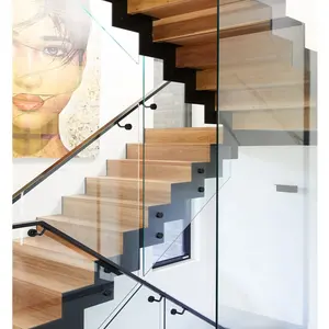 Escada de dedo único em forma u, escada com passos de madeira para uso interno