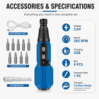 Kit de tournevis sans fil efficace alimenté par batterie au lithium 3,6 V, disque de meulage à vitesse variable 15000 tr/min - Outil électrique polyvalent pour le bricolage