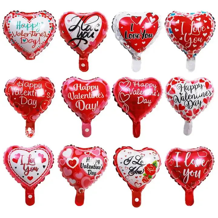 10 polegadas Dia dos Namorados foil balloon Coração Eu te amo imprimir balões Dia dos Namorados Wedding Party Decorações Balões