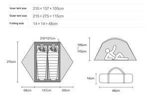 เต็นท์แคมป์ปิ้งกลางแจ้งแบบพับได้ น้ำหนักเบา สำหรับเดินป่าและตั้งแคมป์ 4 ฤดู รุ่น Custom <span class=keywords><strong>Vidalido</strong></span> 15D ไนลอนสองชั้น กันน้ำ - Product Image 3