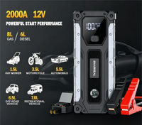 Démarreur d'urgence portable 12 V pour batterie de voiture, pour jusqu'à 10 L de diesel ou 7 L d'essence