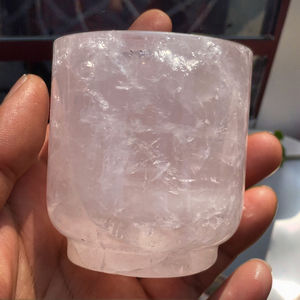 Intagliato a mano 6cm di quarzo rosa naturale gemma acqua tazza UV cristallo stampato ornamento artigianale per la decorazione della casa - Product Image 2