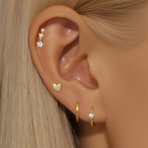 Juego de Aretes de Plata de Ley S925 con Forma Geométrica de Marquesa, Rombo y U, con Circonitas Cúbicas, para Uso Diario, para Mujer - Product Image 2