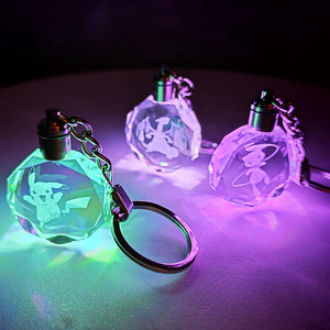 High Quality Cheap Wholesale Laser Engraving LED Glass Crystal Keychain with Customized Color GIFT BOX Packaging for Kid's Gift