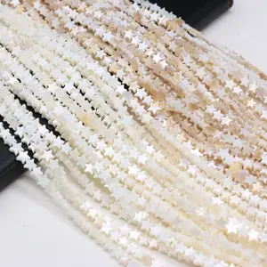 White Star Shape Flat Shell Loose Beads In Strand Mother Of Pearl Spacer Beads For DIY Bracelet Making Jewelry