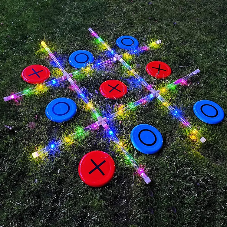 Tablero clásico que brilla en la oscuridad, juegos de lanzamiento al aire libre para adultos y niños, juego de césped con punta táctica gigante con luz LED