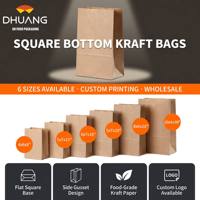 Sac en papier kraft jetable pour le stockage du pain grillé Emballage alimentaire à emporter résistant à l'huile avec logo à fond carré Sac à pain personnalisé