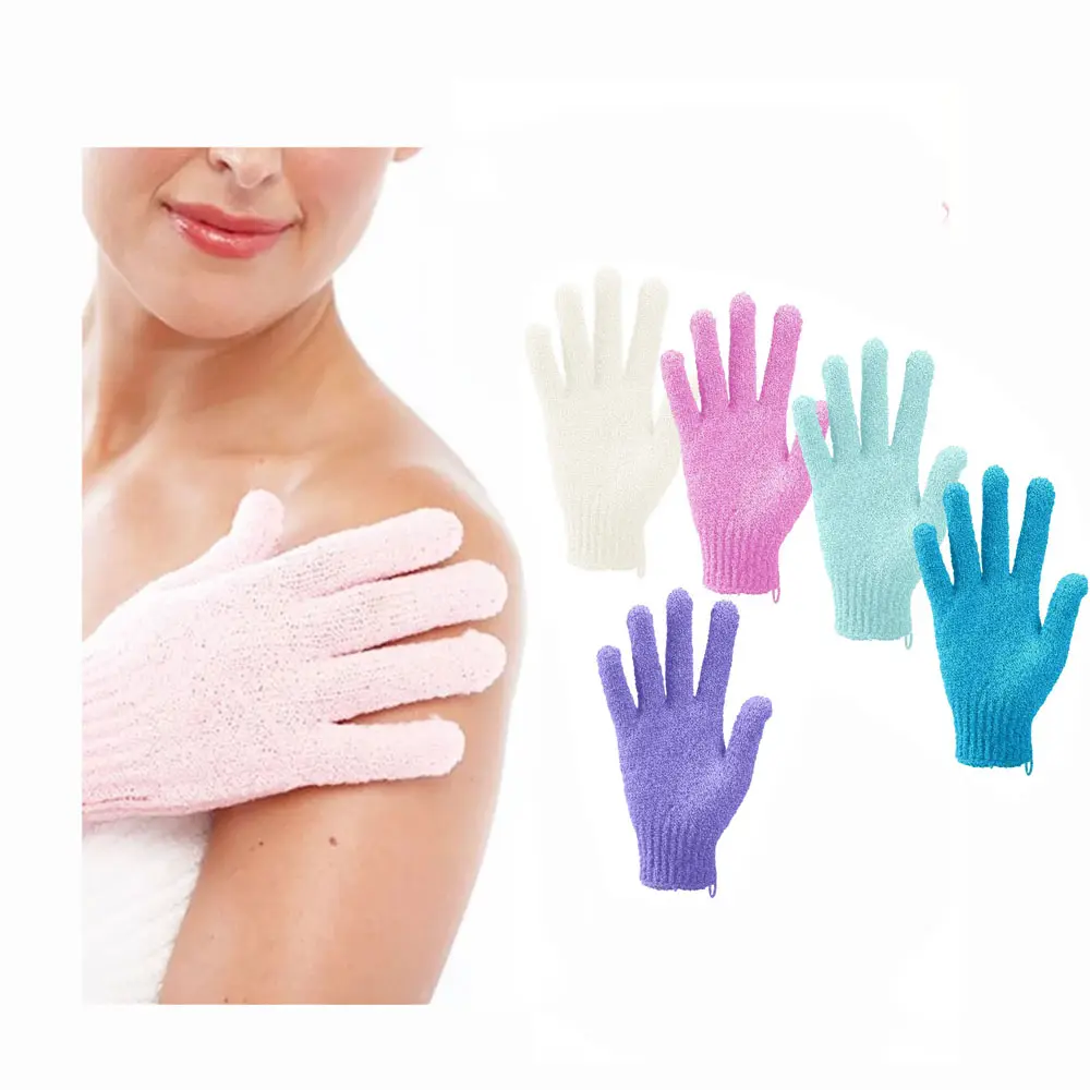 Recycle Bambus Nylon Körper Gesicht Haut Peeling Bad Peeling handschuh für Dusche Massage Hydro Spa Mitt Individuelles logo