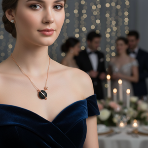 Nuevo Collar con Colgante de Plata de Ley 925 con Circonita Negra, Bañado en Oro y Rodio, Antialérgico, para Bodas y Fiestas - Product Image 3