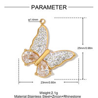 Nouveau Pendentif Papillon Trèfle à Quatre Feuilles en Acier Inoxydable Incrusté de Diamants Personnalisable 2026 pour Fabrication de Bijoux Colliers Accessoires Vente en Gros
