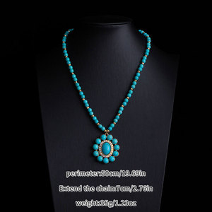 Boho fait à la main <span class=keywords><strong>Turquoise</strong></span> Navajo perles perles avec Concho croix pendentif Western collier femmes cadeaux quotidiens en gros - Product Image 6