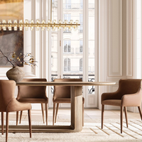 Ensemble de salle à manger moderne 7 pièces, table et fauteuils en bois et tissu durables et écologiques pour la maison, l'hôtel, l'appartement, la cour