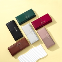 Dompet Wanita Jialing Baru Bermerek Patchwork Lipat Tahan Air PU Kotak Asli Tas Akordeon Panjang Kapasitas Besar Clutch Custom
