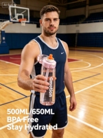 Bouteille anti-fuite de qualité alimentaire, sans BPA, écologique, avec couvercle à ressort, idéale pour le camping, les sports de plein air, la randonnée et les voyages – Meilleure vente