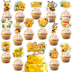 Abeja Decoraciones <span class=keywords><strong>de</strong></span> cumpleaños Banners <span class=keywords><strong>de</strong></span> cumpleaños Honey Bee Cupcake Topper y globo What Will It Bee Baby Shower Party Supplies - Product Image 6