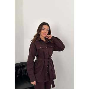 Conjunto de Traje Gabardina Borgoña para Mujer, Ropa de Moda al por Mayor - Product Image 4