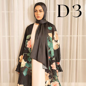 Professional 2026 New Design Summer Polyester Flower Print Open <b>Abaya</b> Islamic Clothing Long Elegant Modest Muslim Dress <b>Women</b> - Product Image 2
