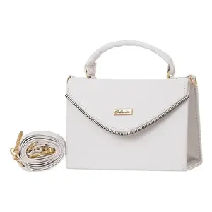 Bolso Bandolera Blanco para Mujer Dacia, con Asa Única, Cierre de Cremallera, Diseño Geométrico, Impermeable, de Poliéster, para Uso Diario en Verano - Product Image 1