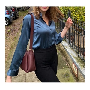 High Quality Chameuse Women's <strong>Silky</strong> White/khaki <strong>Tops</strong> and Blouses &amp; Shirts Vintage - Product Image 4
