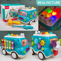 Zhorya - Juguete Montessori 6 en 1, Piano, Juego de Pesca, Juguetes Musicales de Aprendizaje para Niños, Juguete Multifuncional de Autobús para Bebés