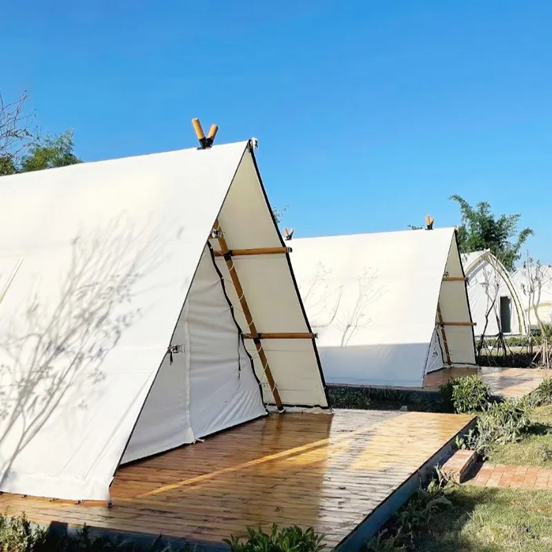 סין מסגרת עץ מוט חיצוני קבוע קטן זעיר בית 2 אדם tipi יורט מלון כפר נופש glamping אוהל עבור קמפינג
