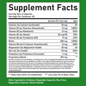Capsules de complément anti-stress à marque privée, contenant de la vitamine B1 et de la vitamine B2, favorisant la clarté mentale et l'équilibre de l'humeur - Product Image 2