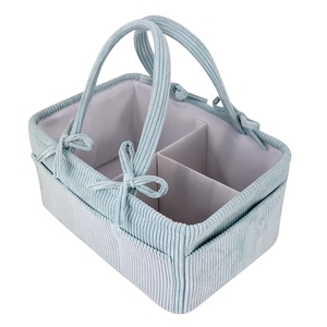 Panier de rangement portable en velours côtelé bleu pour couches, sac à couches pour bébé, organisateur de crèche pour maman, panier à couches pour bébé - Product Image 2
