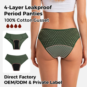 Braguitas Menstruales OEM <span class=keywords><strong>de</strong></span> 4 Capas a Prueba <span class=keywords><strong>de</strong></span> Fugas, Impermeables, <span class=keywords><strong>de</strong></span> Algodón Reutilizable para Mujeres y Adolescentes, Bragas Menstruales - Product Image 1