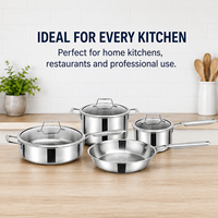 Nouvel arrivage d'usine : Ensemble de 7 pièces d'ustensiles de cuisine en acier inoxydable 5 plis, batterie de cuisine 5 plis avec poignées en acier inoxydable