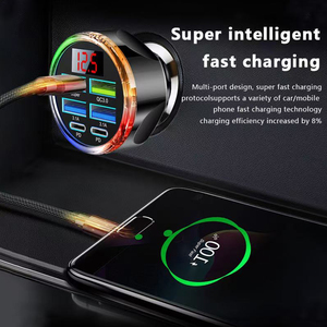 Prodotti di Tendenza 2026 Nuovi Arrivi Caricabatterie USB per Auto 6 in 1 con Display Voltaggio 2 Type <span class=keywords><strong>C</strong></span> <span class=keywords><strong>4</strong></span> USB A Ricarica Rapida Multi-Porta - Product Image 3
