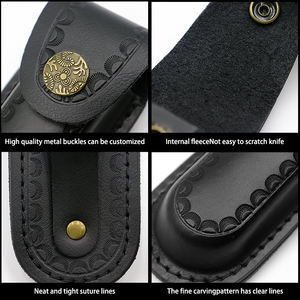 Handgemaakte Aangepaste Outdoor Opvouwbare Mes Hoes Tas Top Lederen Schede Met Clip Gemaakt Van Polymeer En Nylon - Product Image 3