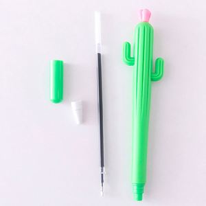 Custom Cartoon Gel Pen <b>Creative</b> Promotional Stationery Writing <b>Gifts</b> Neutral Ballpoint Pen Plastic Plant Cactus Pen with Flower - Product Image 2