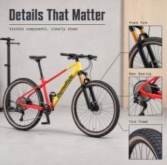 Vélo de montagne en alliage d'aluminium de 27,5 pouces, freins à disque, amortisseur en alliage de magnésium, 12 vitesses, double frein à disque, pour adulte - Product Image 4