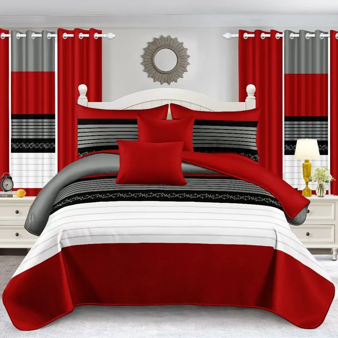 High-end cotton bed sheets beautiful duvet cover with embroidery four-piece comforter luxury red bedding set supplier