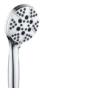 Pressurized Hand Shower Head 7.0gpm High Pressure Rain <b>Spray</b> Round Portable Showerhead with Electroplated <b>Silver</b> Black Finish - Product Image 5