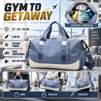 Sac de sport Oxford à compartiment à chaussures, poche humide/sèche et pochette pour trolley, idéal pour les voyages de fitness et les week-ends – Marque Distributeur