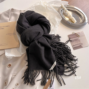 2026 Premium Custom <strong>Wedding</strong> Imitation Cashmere Scarf Winter Warm Solid Color Tassel Shawl Wrap for Women Long Thick <strong>Pashmina</strong> - Product Image 5