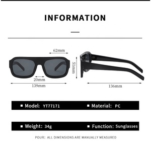 Gafas <span class=keywords><strong>de</strong></span> Sol Cuadradas <span class=keywords><strong>de</strong></span> Lujo <span class=keywords><strong>de</strong></span> Alta Gama, Retro, Montura Gruesa, Protección UV400, para Hombre y Mujer - Product Image 3