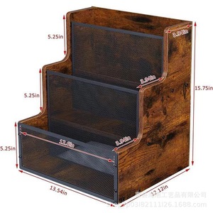 Wooden Vinyl <b>Record</b> Holder Iron Wood Combination Tiered Shelf For CD Album Storage Home Decor - Product Image 3