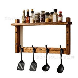 Wooden Wall Mounted <b>Shelf</b> Coat <b>Rack</b> With Hooks Key Organizer Entryway Storage Multipurpose Rectangle Shape - Product Image 5