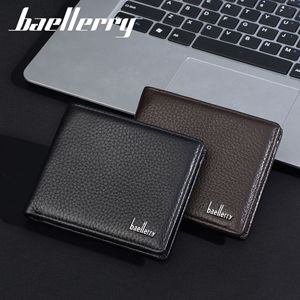 กระเป๋าสตางค์หนังแท้สำหรับผู้ชาย BaeLlerry สไตล์ธุรกิจแบบสั้น ช่องใส่บัตรหลายช่อง สีดำกาแฟ - Product Image 2