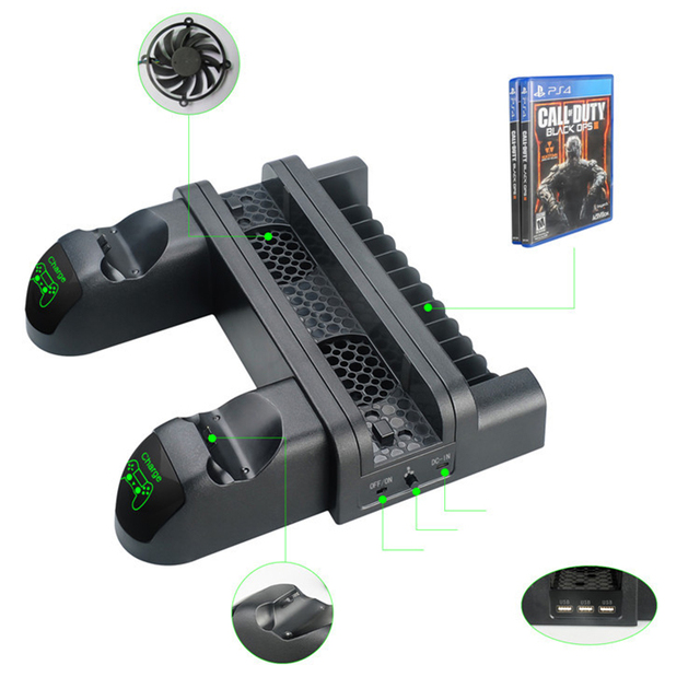 3 in 1 PS4 SlimPro Video Console Multifunctional Cooling Holder Stander Charging Dock for PS4 Game Controller Gaming Accessories