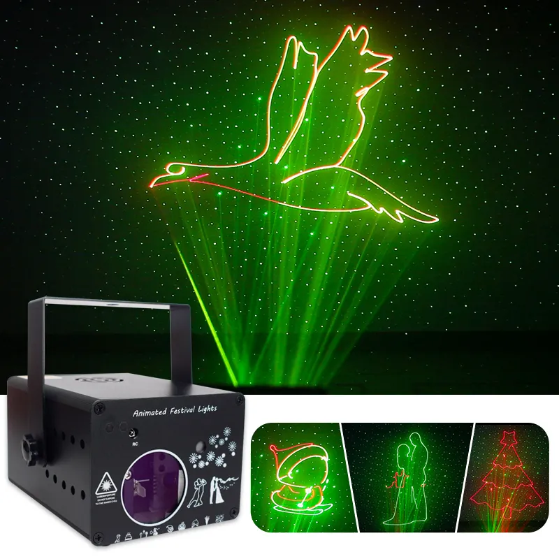 Full Color Laser Projectie Licht Kerst Bar Ktv Beam Stage 3d Animatie Disc Laser Licht