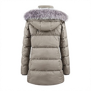 Abrigo acolchado largo con capucha y corte ajustado para mujer, con ribete de piel sintética extraíble, chaqueta de invierno acolchada con cremallera bidireccional, parka cálida - Product Image 2