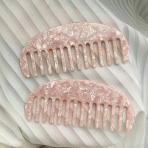 SAIYII vendita calda all'ingrosso 4mm di spessore rosa donne acetato pettine a denti larghi accessori per capelli in marmo coreano pettini per capelli personalizzati - Product Image 6