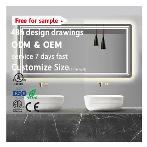 High-tech HD bagno di lusso appeso specchio illuminato con led e suono automatico sensore di movimento specchio