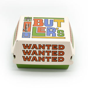 Emballage de restauration rapide OEM personnalisé, boîte de burger <span class=keywords><strong>mini</strong></span> bagasse blanche imprimée cmjn - Product Image 3